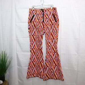 Groovy 70s Disco–Inspired Geometric Flare Pants | Y2K Revival | 2X